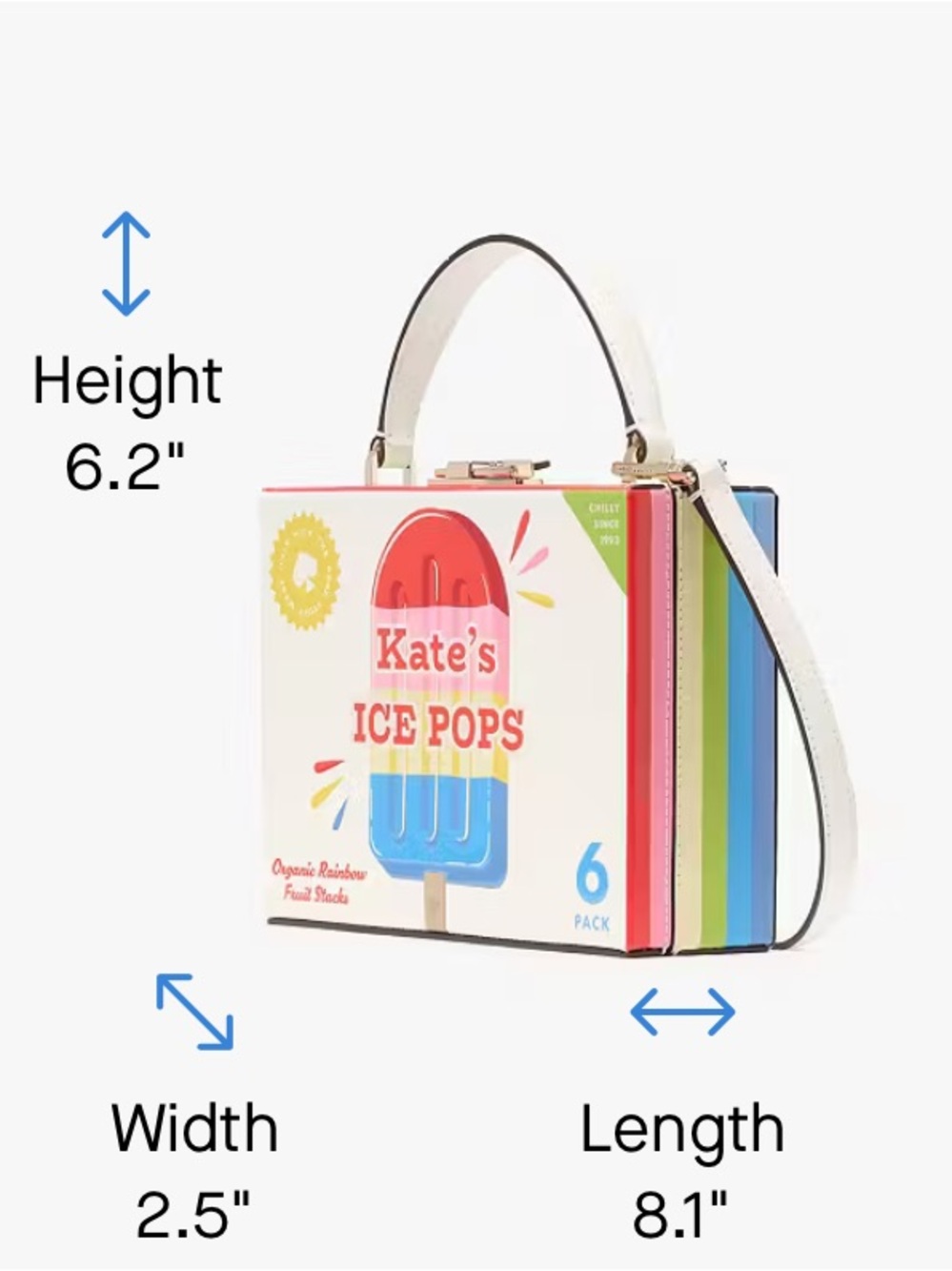 $429 Kate Spade ♠️ Snack Bar Popsicle Crossbody Bag Novelty Box Bag Strap NWT - Picture 4 of 11